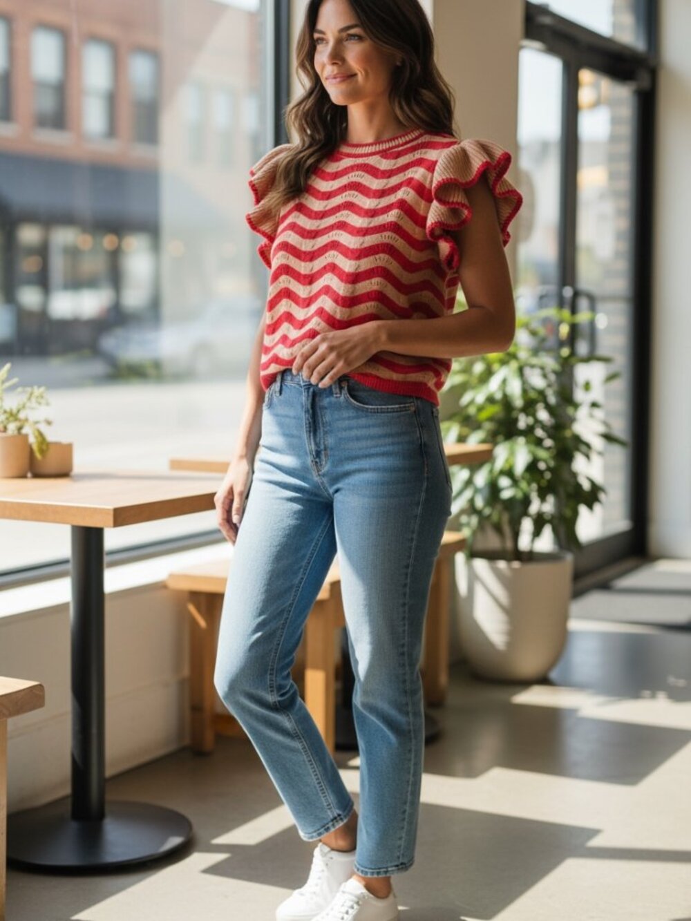 &merci Ruffle Sleeve Knit Top
